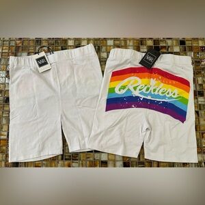 NWT Bundle of 2 Young & Reckless Bike Short Shorts~White w Back Design~Small~$60